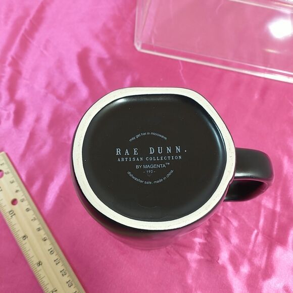 Rae Dunn Follow Your Heart Mug Matte Black Long White Writing. Condition is New - Picture 4 of 7